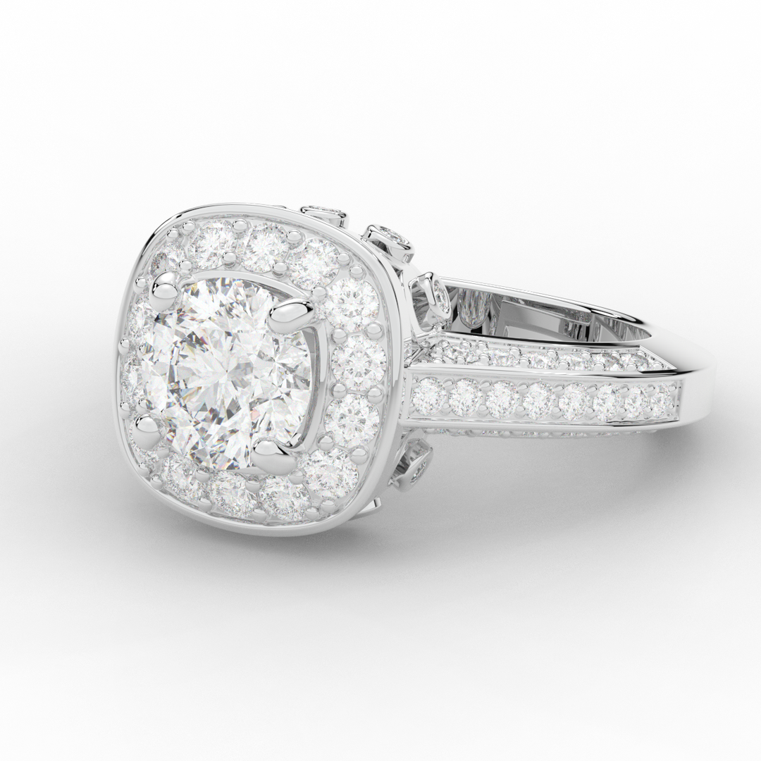 1.50CT.TW ROUND LAB DIAMOND HALO ENGAGEMENT RING