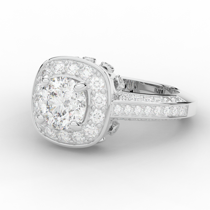 1.50CT.TW ROUND LAB DIAMOND HALO ENGAGEMENT RING