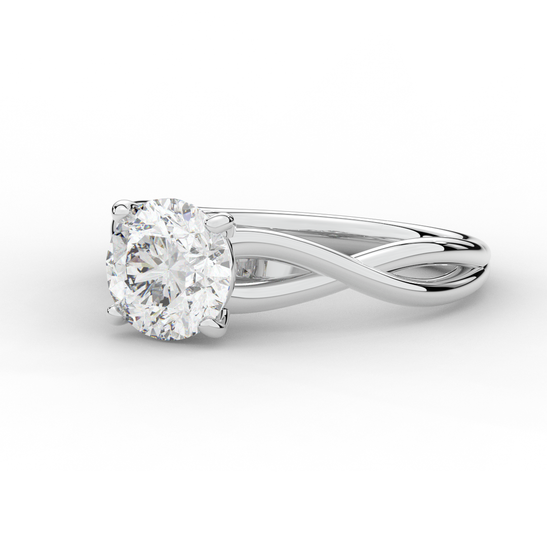 1.50CT ROUND LAB DIAMOND SOLITAIRE TWIST BAND ENGAGEMENT RING - Nazarelle