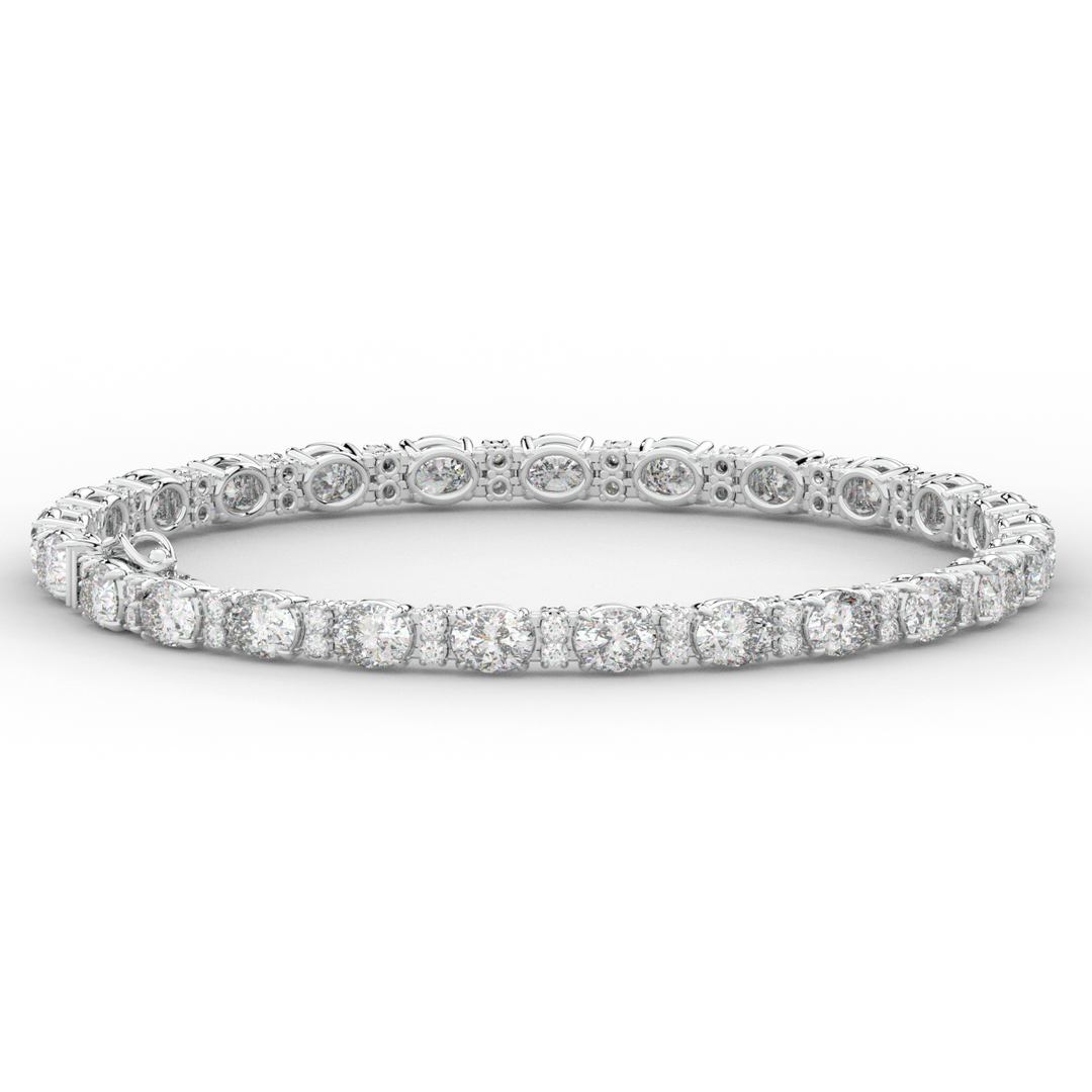 9.25CT.TW OVAL AND ROUND LAB DIAMOND TENNIS BRACELET - Nazarelle