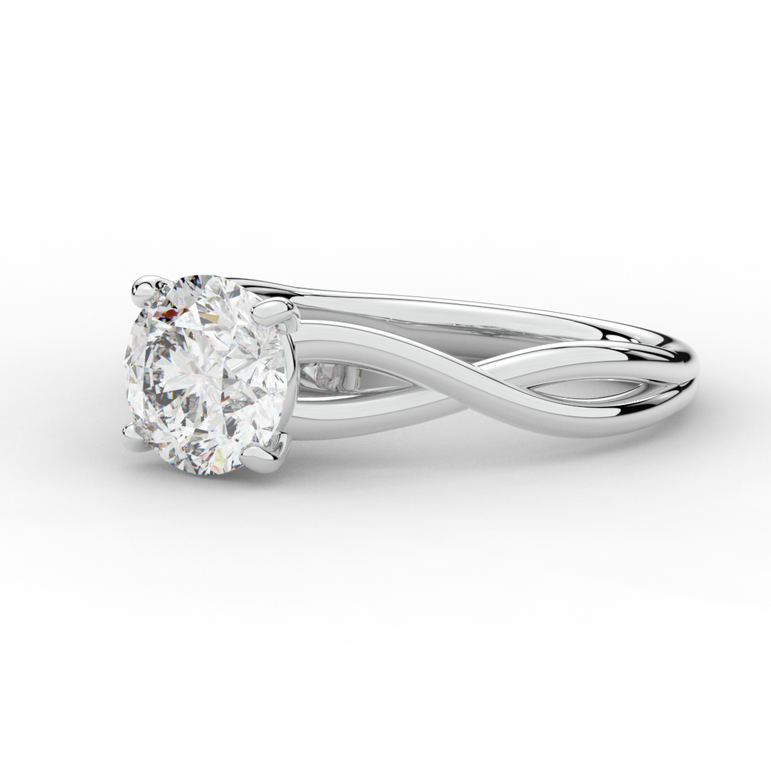 1.50CT ROUND LAB DIAMOND SOLITAIRE TWIST BAND ENGAGEMENT RING - Nazarelle