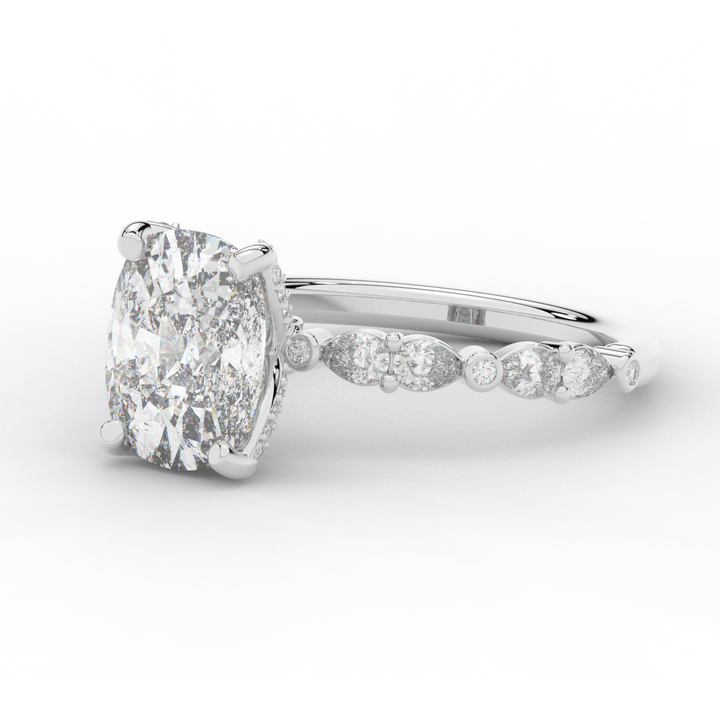 3.60CT.TW CUSHION LAB DIAMOND SOLITAIRE ENGAGEMENT RING