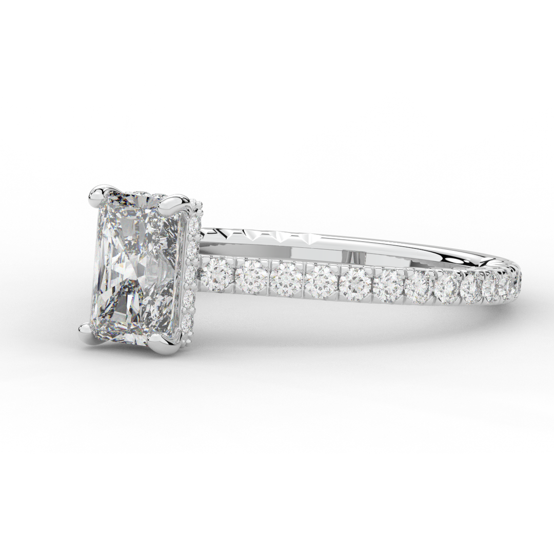 2.10CT.TW RADIANT LAB DIAMOND UNDERHALO SOLITAIRE ENGAGEMENT RING