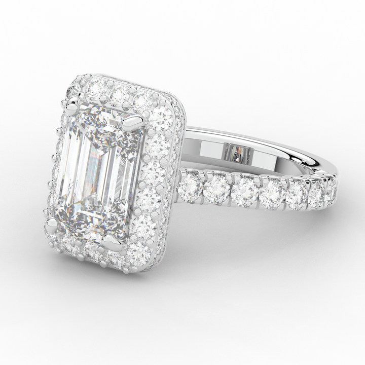 4.50CT.TW EMERALD CUT LAB DIAMOND HALO ENGAGEMENT RING