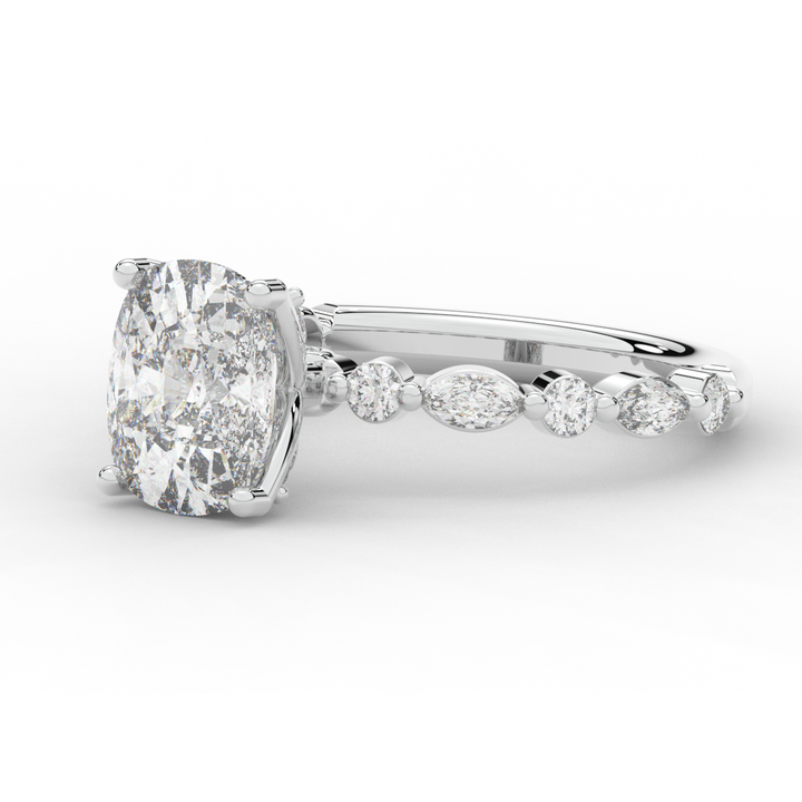 2.60CT.TW CUSHION LAB DIAMOND SOLITAIRE ENGAGEMENT RING