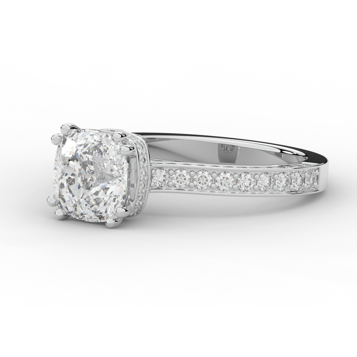 2.60CT.TW CUSHION LAB DIAMOND SOLITAIRE ENGAGEMENT RING