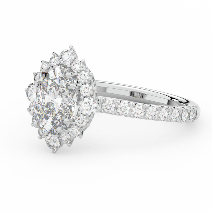 2.80CT.TW OVAL LAB DIAMOND HALO ENGAGEMENT RING