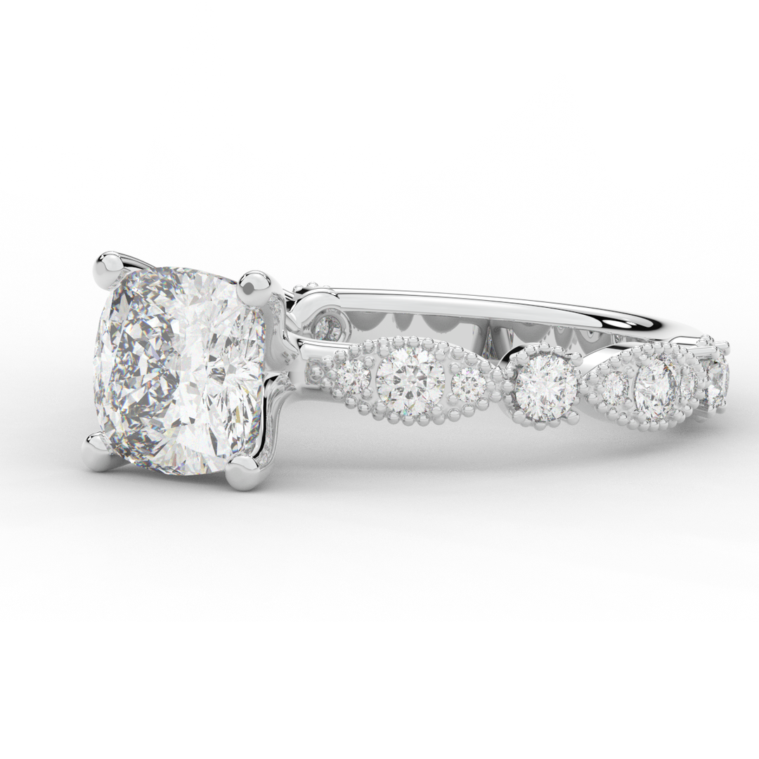 2.50CT.TW CUSHION LAB DIAMOND SOLITAIRE ENGAGEMENT RING