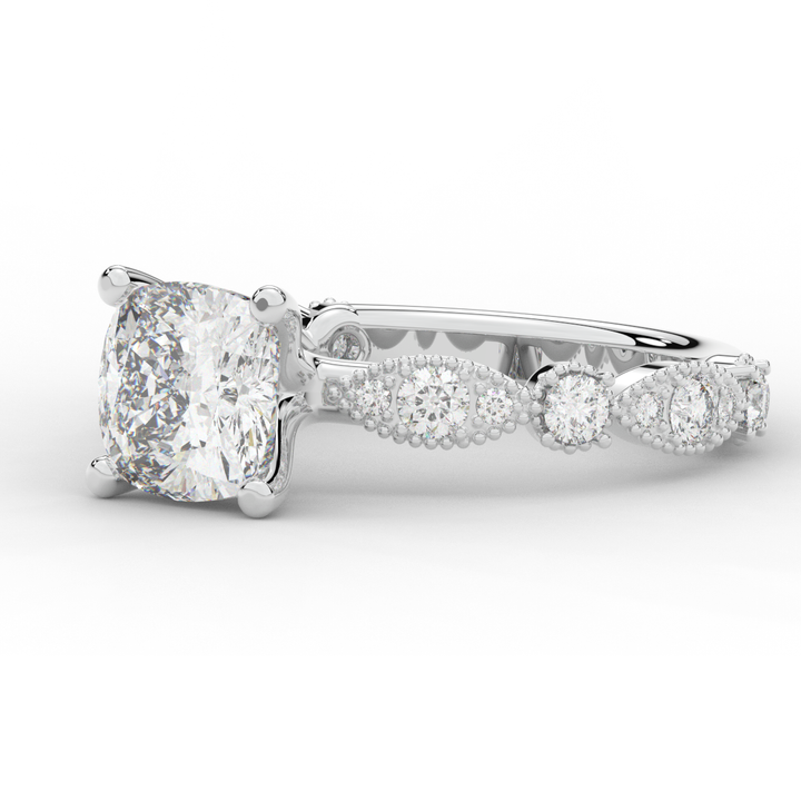 2.50CT.TW CUSHION LAB DIAMOND SOLITAIRE ENGAGEMENT RING