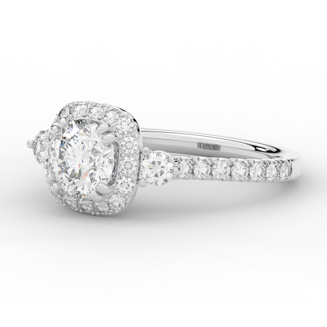 1.75CT.TW ROUND LAB DIAMOND HALO ENGAGEMENT RING