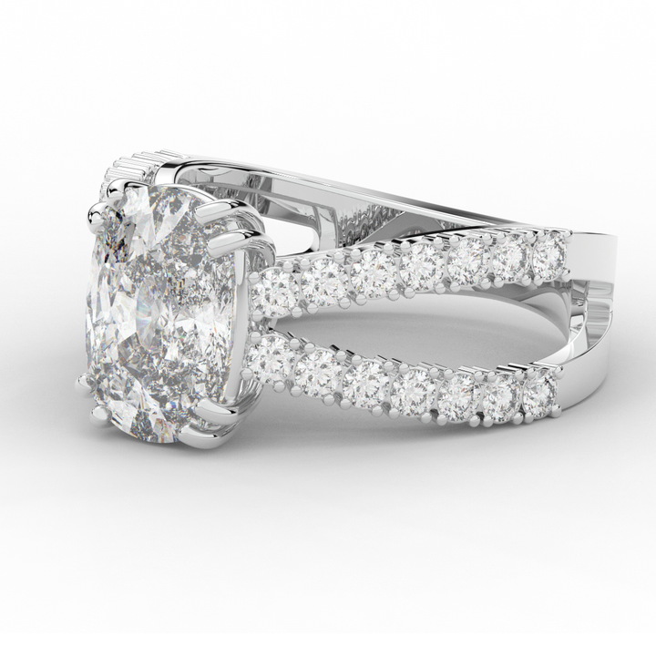 3.75CT.TW CUSHION LAB DIAMOND SPLIT BAND ENGAGEMENT RING