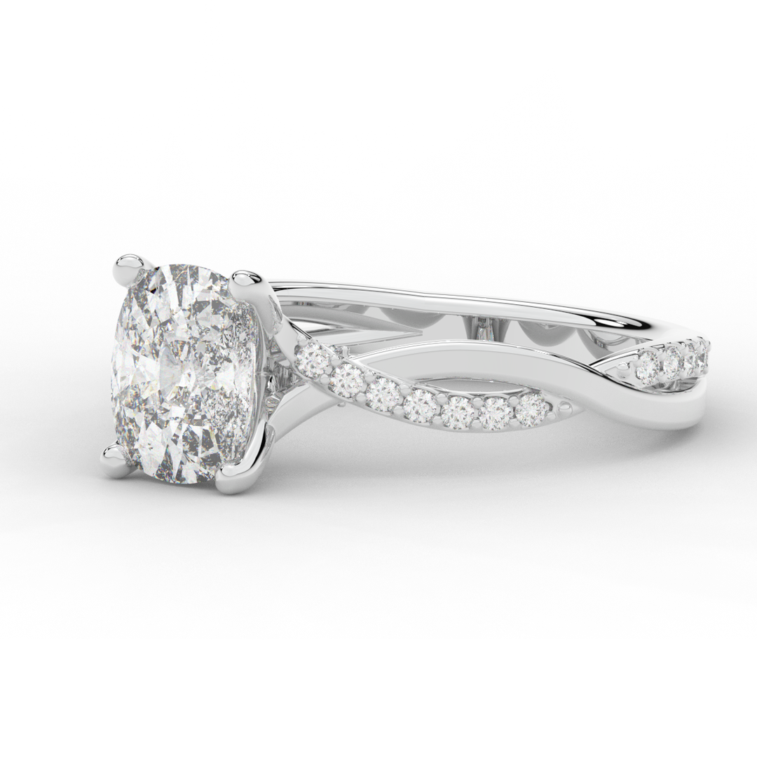 1.70CT.TW CUSHION LAB DIAMOND TWIST BAND ENGAGEMENT RING