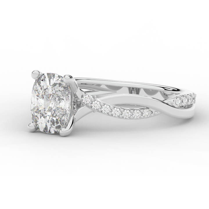 1.70CT.TW CUSHION LAB DIAMOND TWIST BAND ENGAGEMENT RING