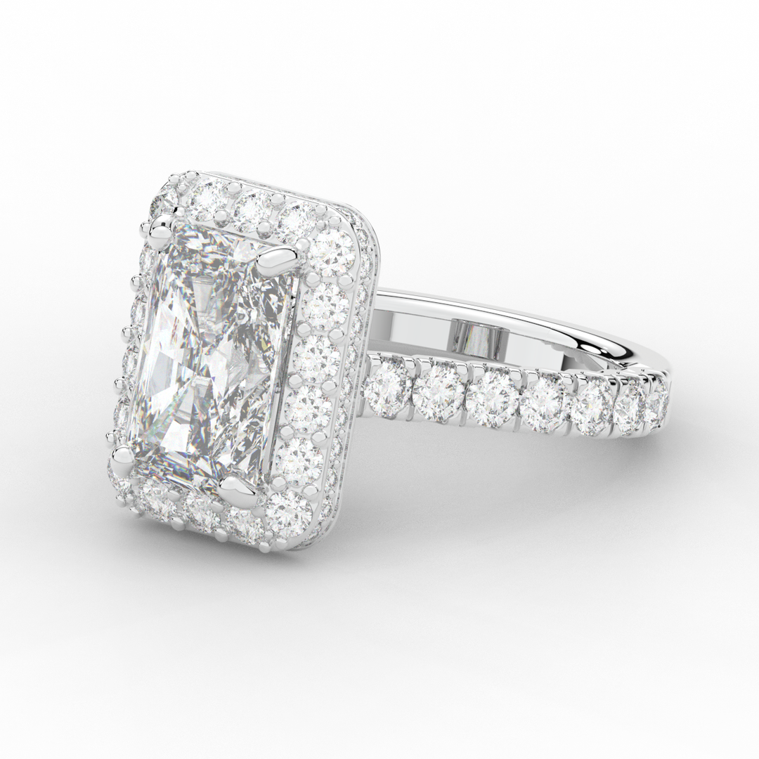 4.50CT.TW RADIANT LAB DIAMOND HALO ENGAGEMENT RING