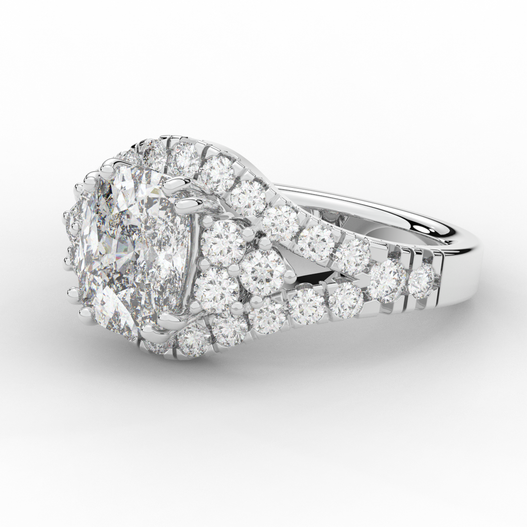 3.10CT.TW CUSHION LAB DIAMOND HALO ENGAGEMENT RING