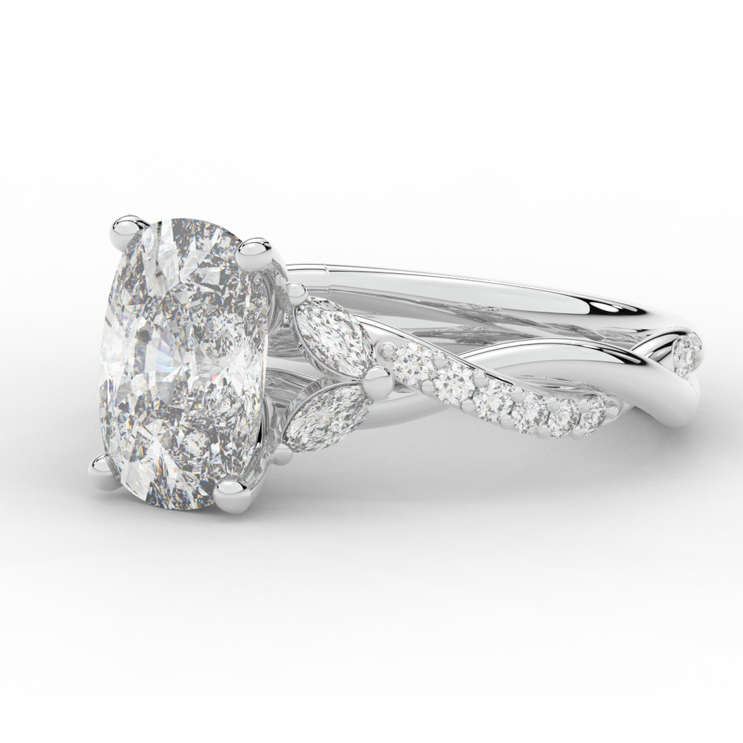 2.40CT.TW CUSHION LAB DIAMOND TWIST BAND ENGAGEMENT RING