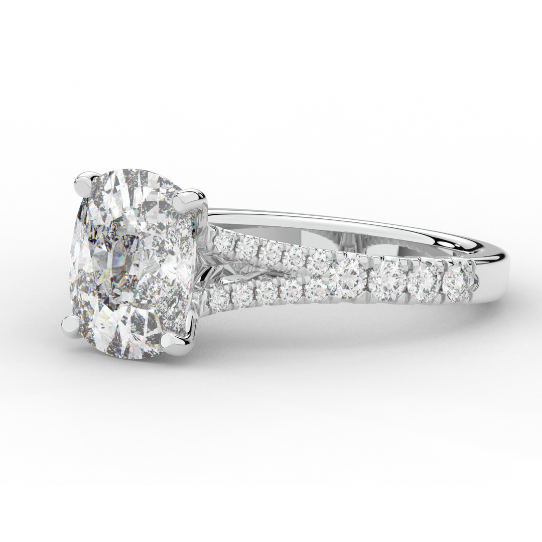 3.45CT.TW CUSHION LAB DIAMOND ENGAGEMENT RING