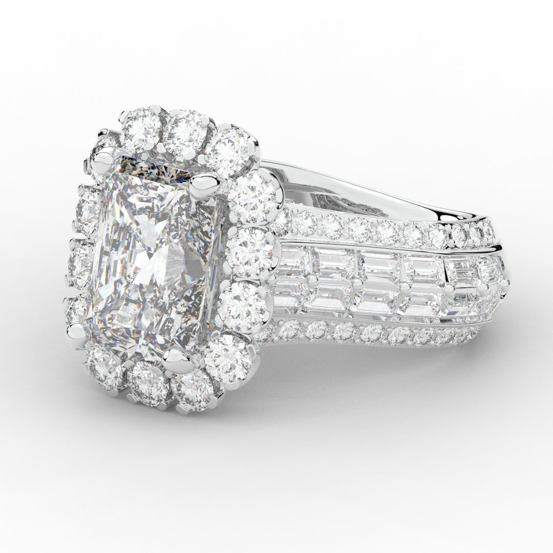 8.00CT.TW RADIANT LAB DIAMOND HALO ENGAGEMENT RING