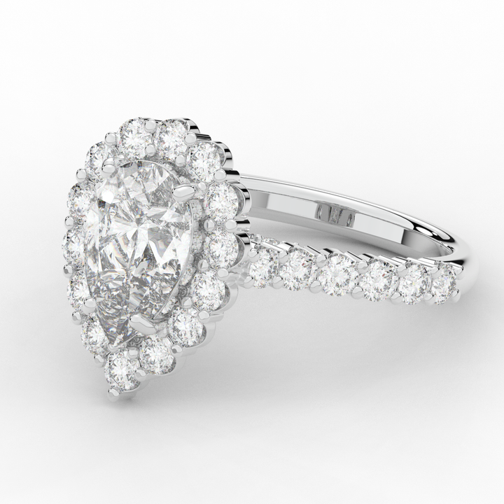 3.10CT.TW PEAR LAB DIAMOND HALO ENGAGEMENT RING