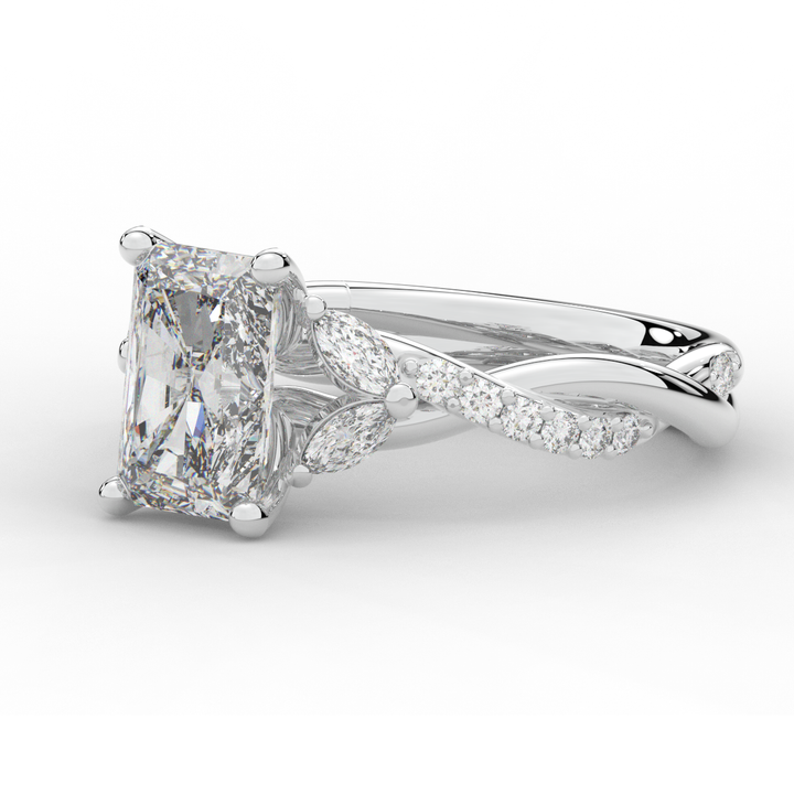 2.40CT.TW RADIANT LAB DIAMOND TWIST BAND ENGAGEMENT RING