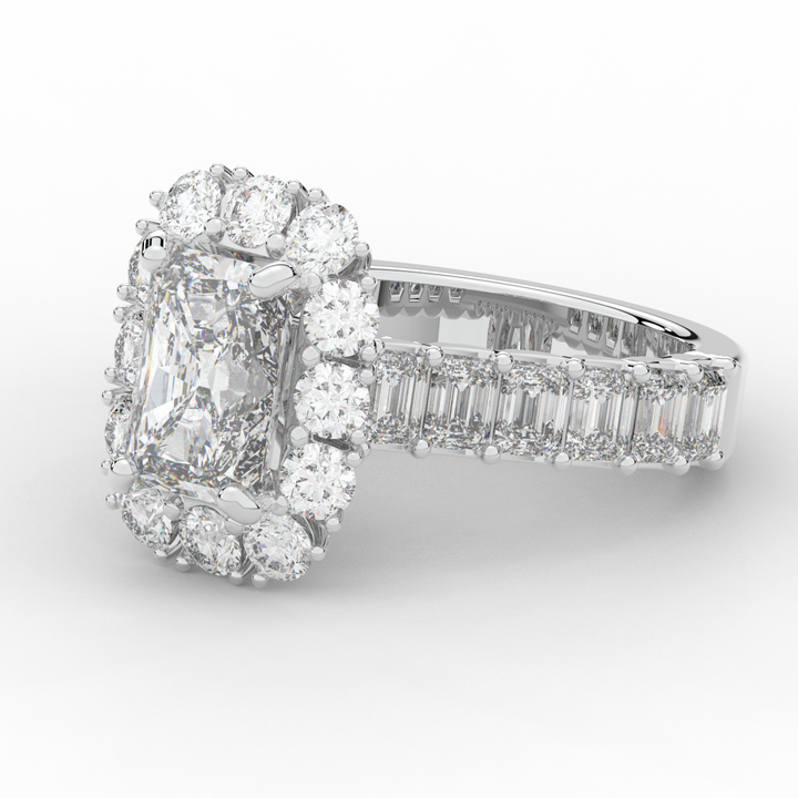 6.00CT.TW RADIANT LAB DIAMOND HALO ENGAGEMENT RING