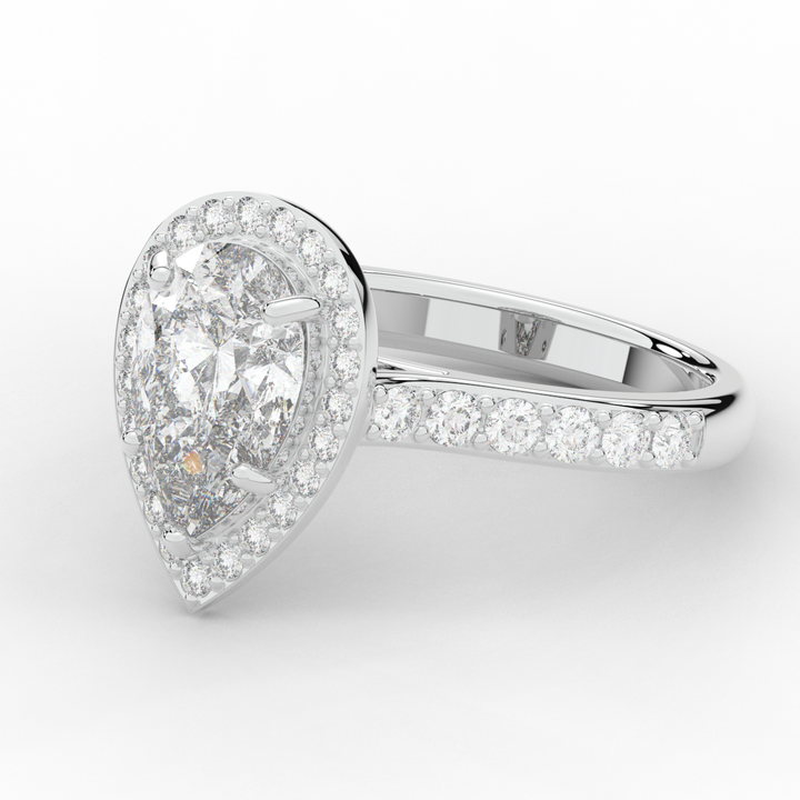 2.50CT.TW PEAR LAB DIAMOND HALO ENGAGEMENT RING