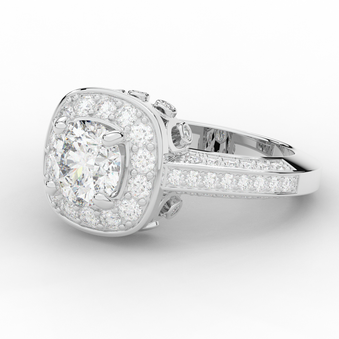 1.50CT.TW ROUND LAB DIAMOND HALO ENGAGEMENT RING