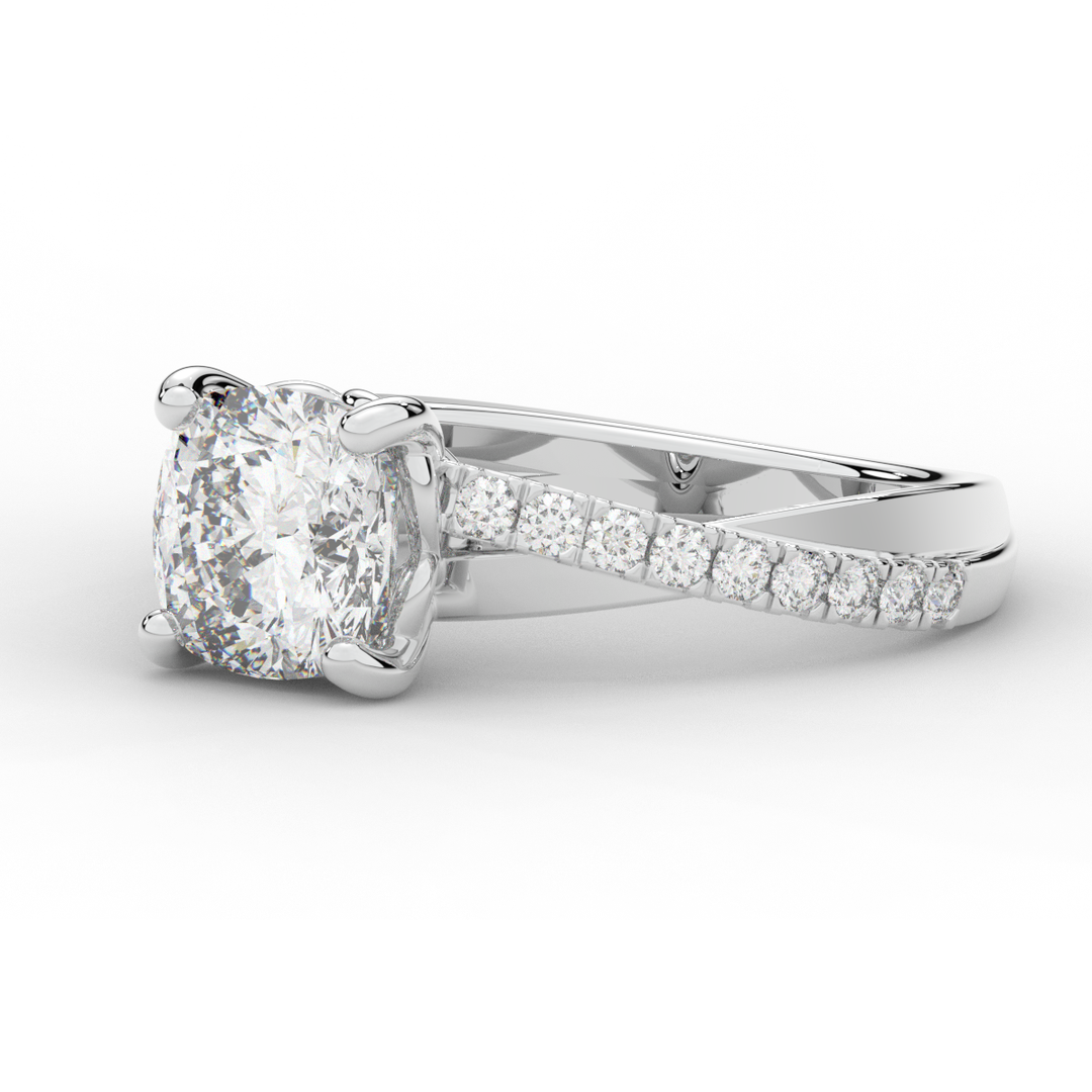 2.20CT.TW CUSHION LAB DIAMOND TWISTBAND ENGAGEMENT RING