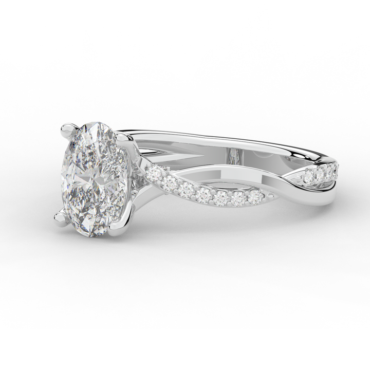 1.70CT.TW OVAL LAB DIAMOND TWIST BAND ENGAGEMENT RING