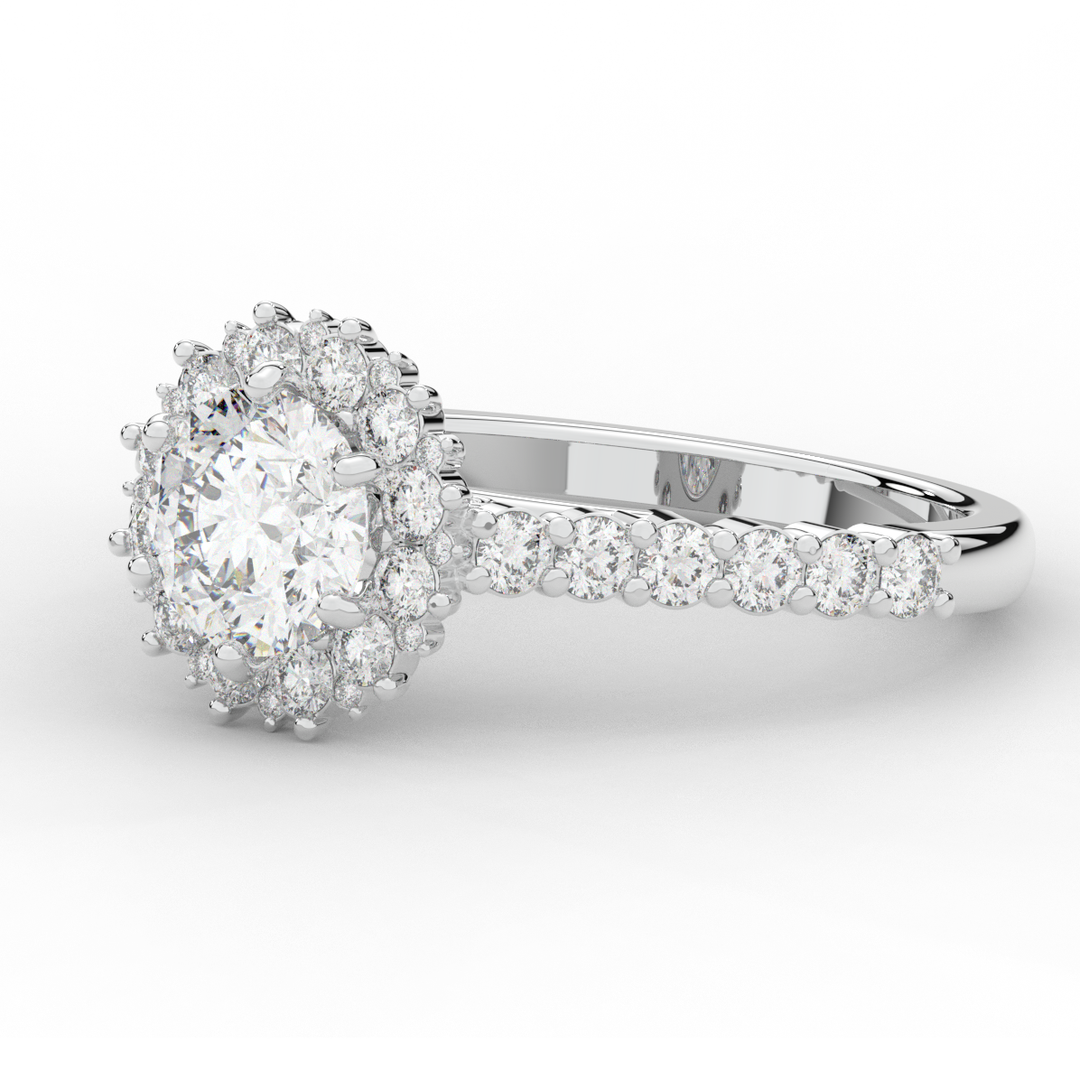 1.60CT.TW ROUND LAB DIAMOND HALO ENGAGEMENT RING