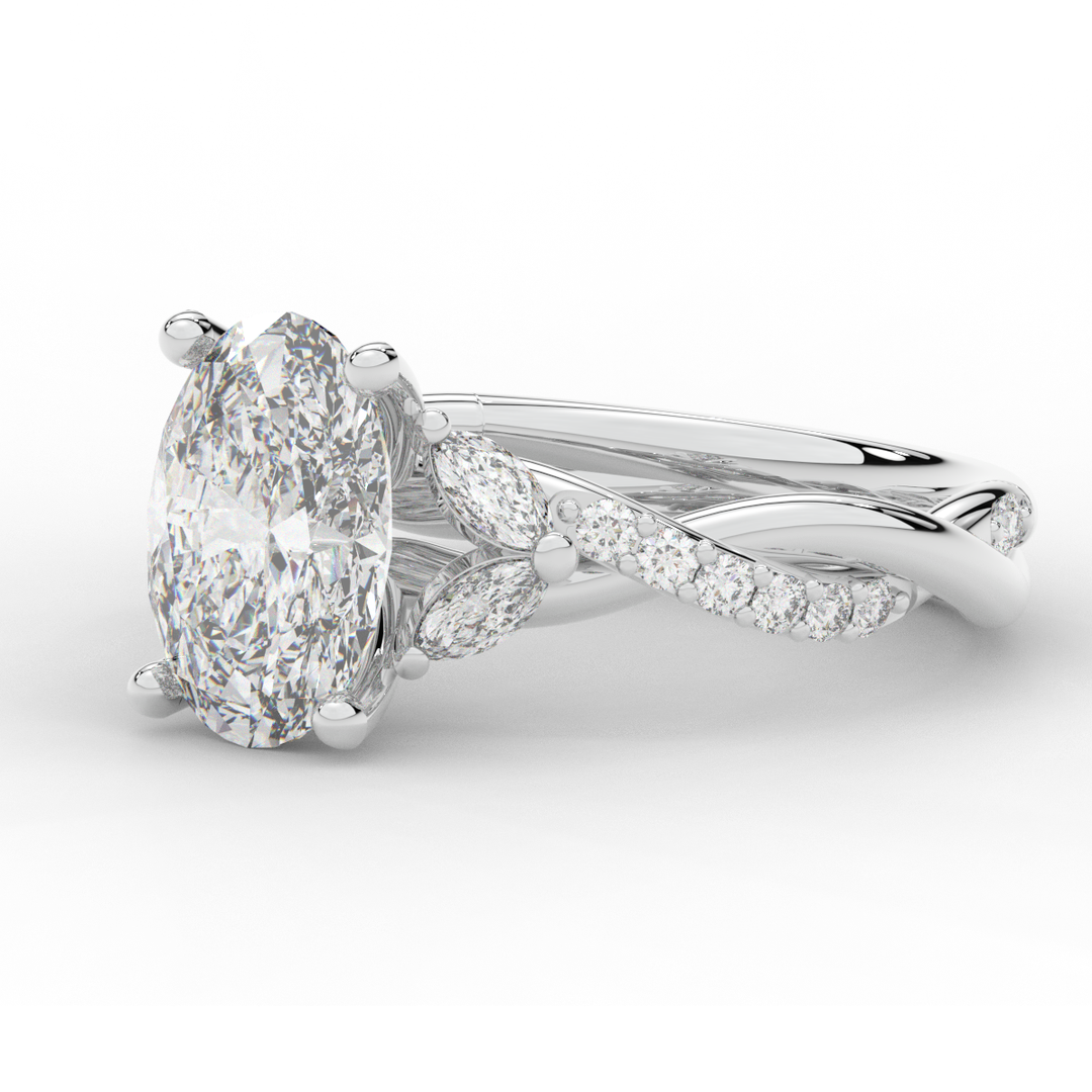 2.40CT.TW OVAL LAB DIAMOND TWIST ENGAGEMENT RING