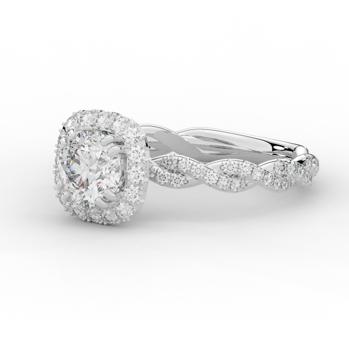 1.55CT.TW ROUND LAB DIAMOND HALO TWIST ENGAGEMENT RING