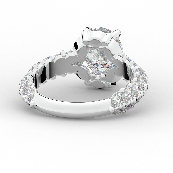 3.10CT.TW OVAL LAB DIAMOND HALO ENGAGEMENT RING