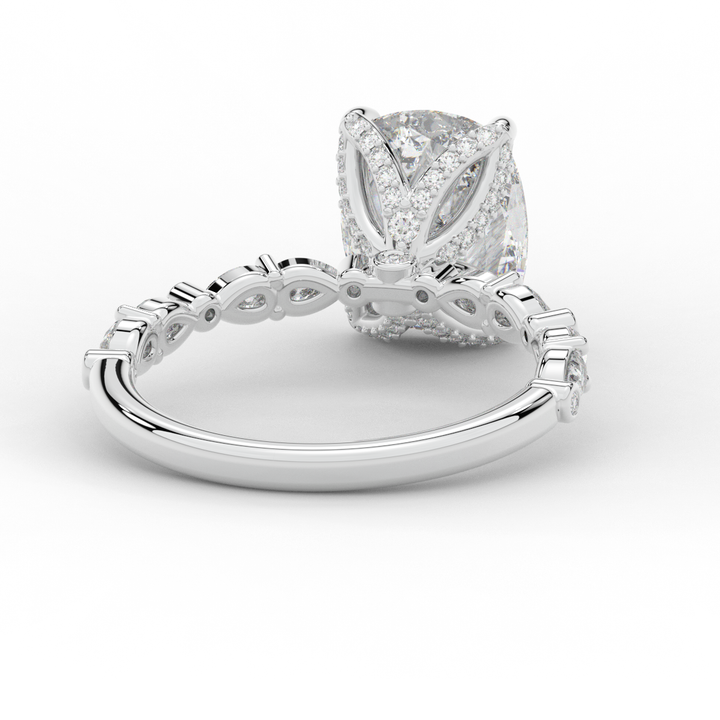 3.60CT.TW CUSHION LAB DIAMOND SOLITAIRE ENGAGEMENT RING