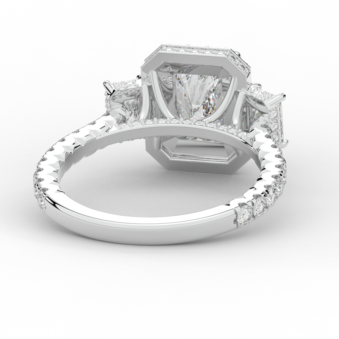 3.20CT.TW RADIANT LAB DIAMOND 3 STONE ENGAGEMENT RING