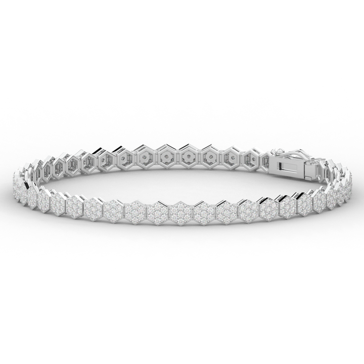 2.50CT.TW ROUND LAB DIAMOND CLUSTER TENNIS BRACELET - Nazarelle