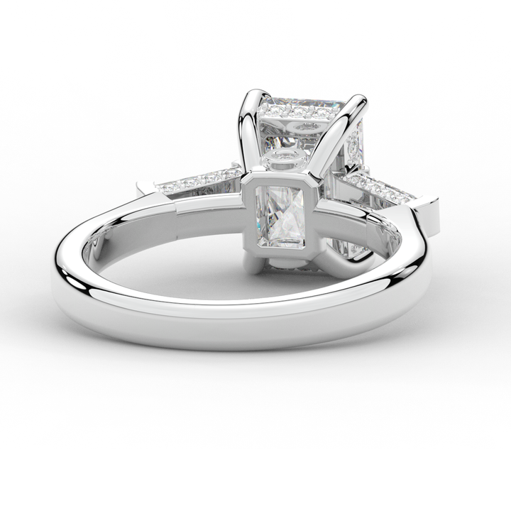 3.45CT.TW RADIANT LAB DIAMOND 3 STONE ENGAGEMENT RING