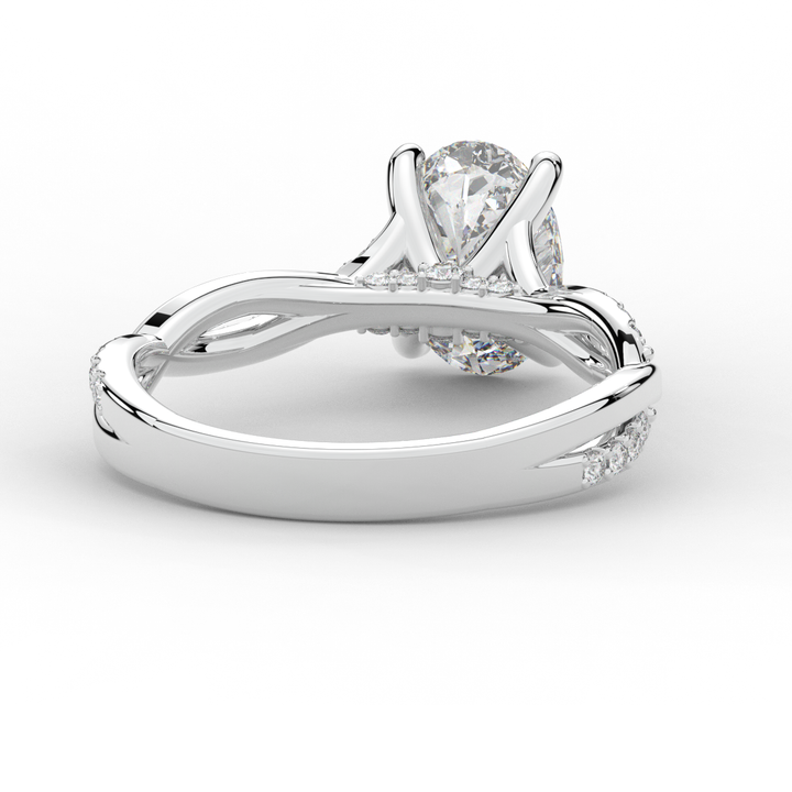 1.70CT.TW OVAL LAB DIAMOND TWIST BAND ENGAGEMENT RING