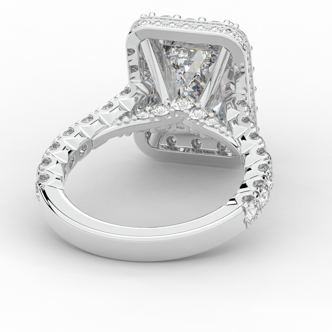 4.50CT.TW EMERALD CUT LAB DIAMOND HALO ENGAGEMENT RING