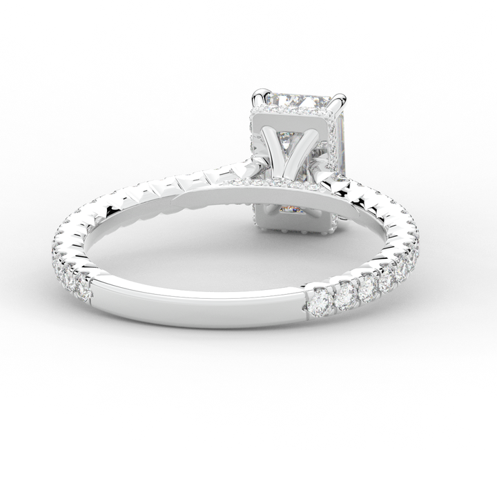 2.10CT.TW EMERALD CUT LAB DIAMOND UNDERHALO SOLITAIRE ENGAGEMENT RING