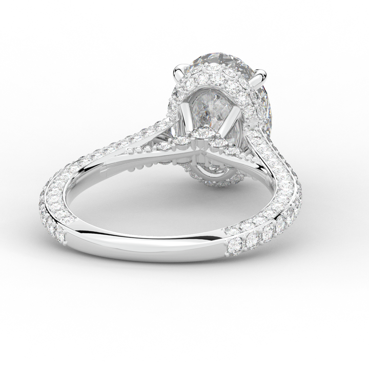 4.00CT.TW OVAL LAB DIAMOND UNDERHALO SOLITAIRE ENGAGEMENT RING