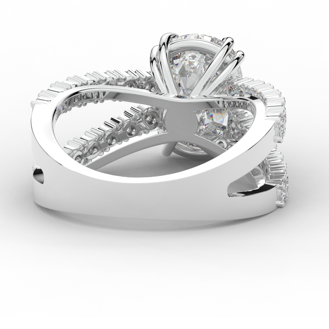 3.75CT.TW CUSHION LAB DIAMOND SPLIT BAND ENGAGEMENT RING