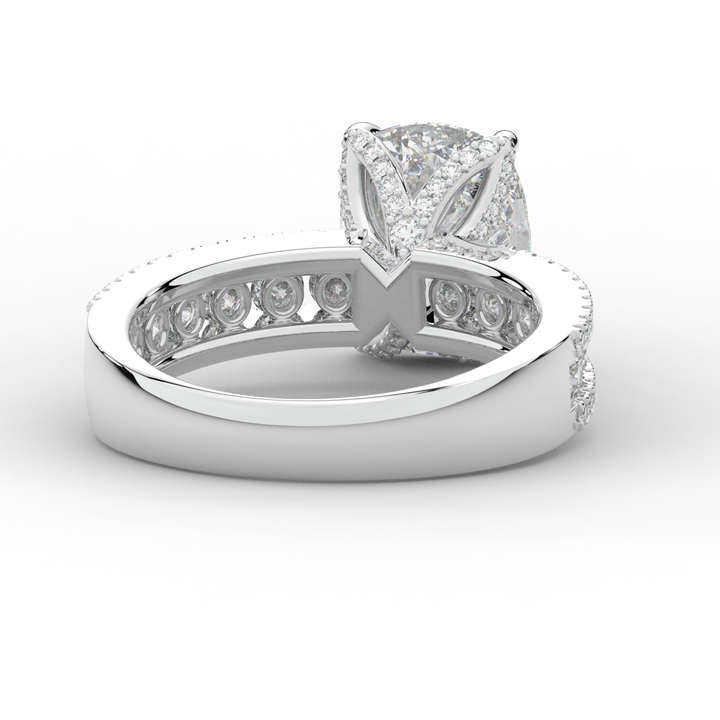 3.95CT.TW CUSHION LAB DIAMOND SOLITAIRE ENGAGEMENT RING