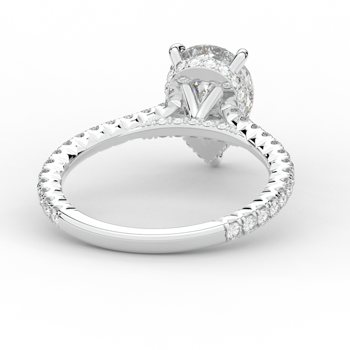 2.50CT.TW PEAR LAB DIAMOND UNDERHALO SOLITAIRE ENGAGEMENT RING