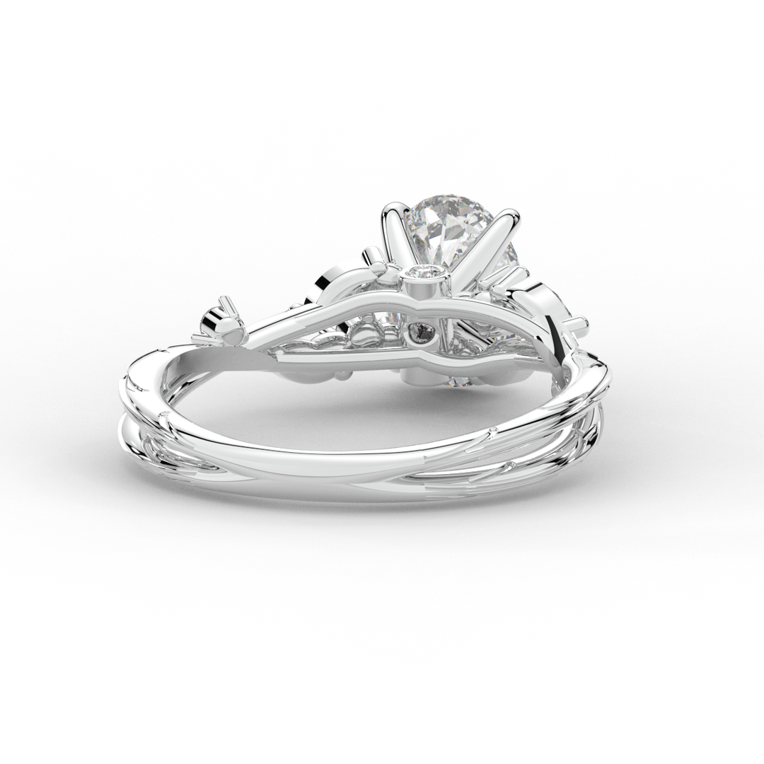 1.75CT.TW OVAL LAB DIAMOND STYLIZED VINE AND TREE BARK FINISH ENGAGEMENT RING - Nazarelle