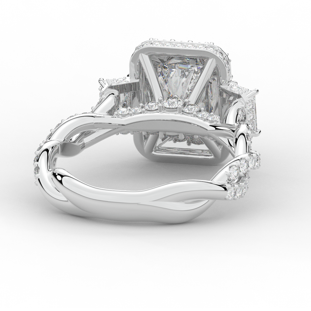 4.70CT.TW RADIANT LAB DIAMOND 3 STONE ENGAGEMENT RING