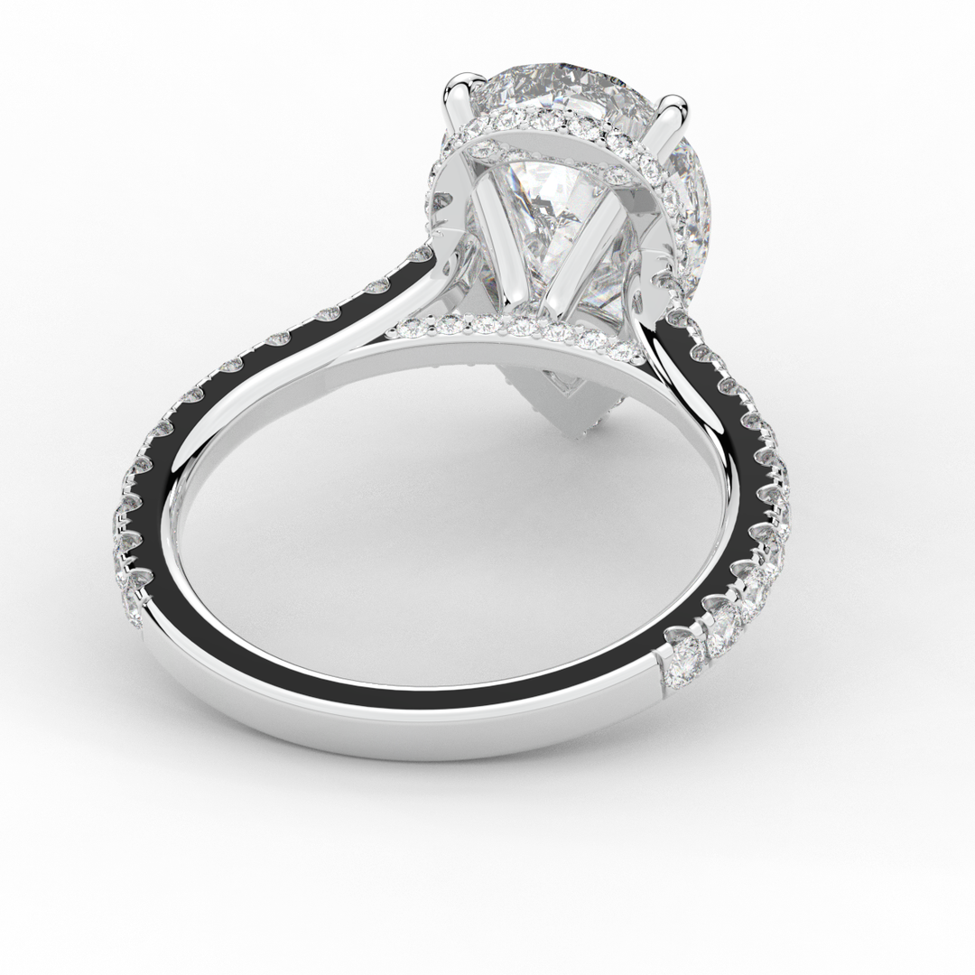 4.60CT.TW PEAR LAB DIAMOND UNDERHALO SOLITAIRE ENGAGEMENT RING