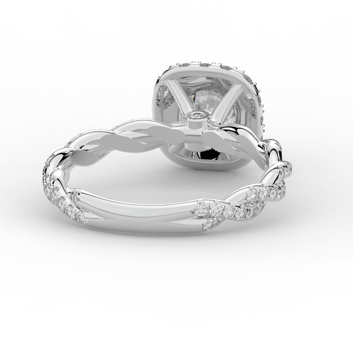 1.55CT.TW ROUND LAB DIAMOND HALO TWIST ENGAGEMENT RING