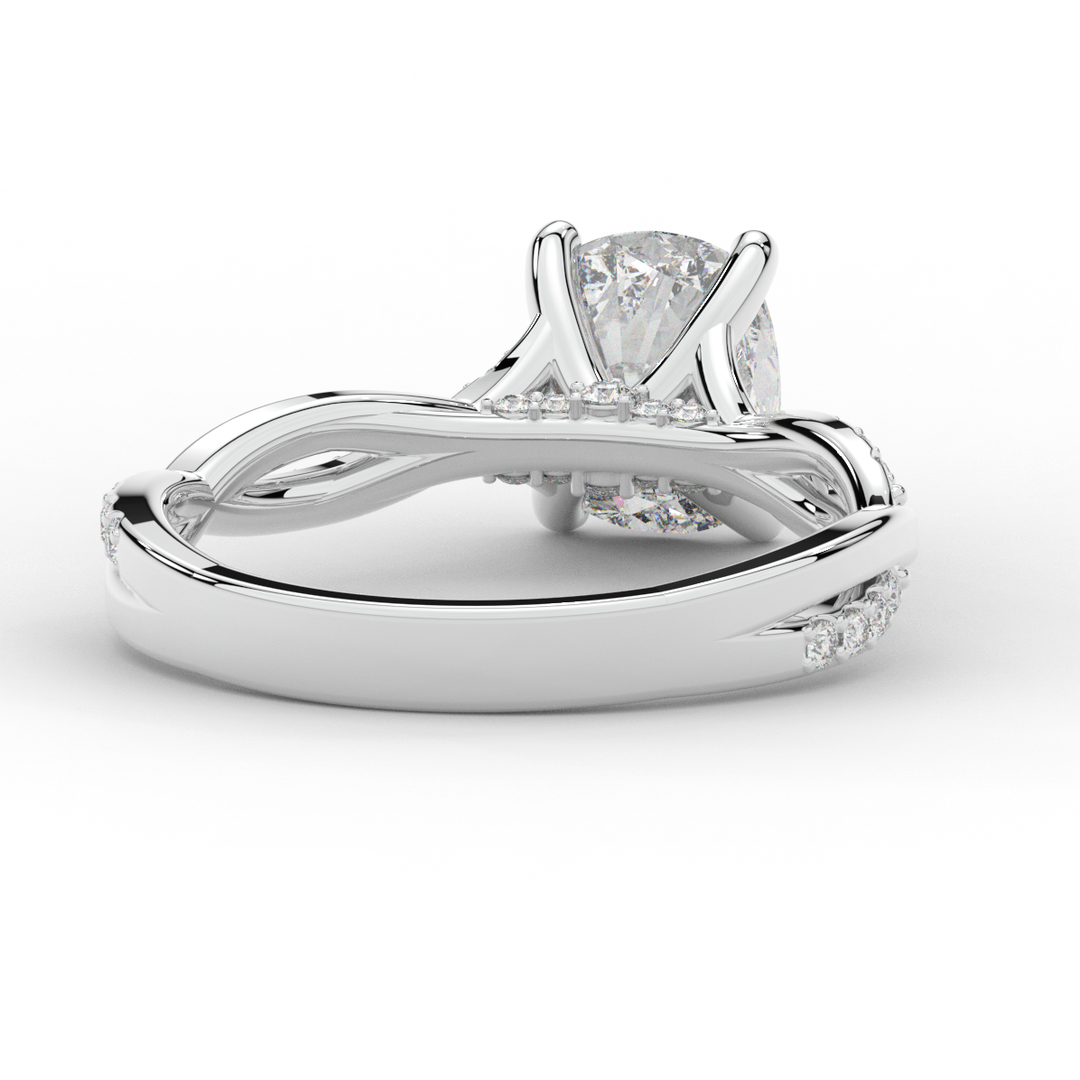 1.70CT.TW CUSHION LAB DIAMOND TWIST BAND ENGAGEMENT RING