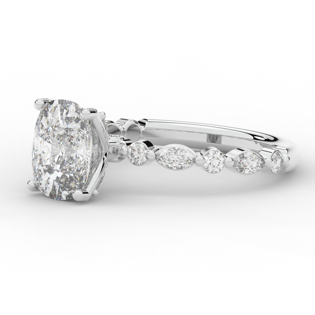 2.60CT.TW CUSHION LAB DIAMOND SOLITAIRE ENGAGEMENT RING